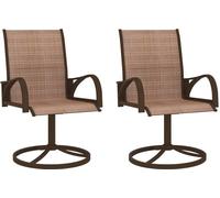The Living Store Chaises de jardin pivotantes 2 pcs. Textilène et acier brun