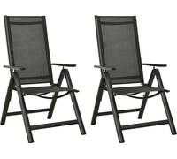 The Living Store Chaises de jardin pliantes 2 pcs. Textilène et aluminium noir