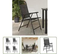 The Living Store Chaises de jardin pliantes 4 pcs. Acier gris et textilène