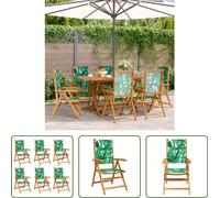 The Living Store Chaises de jardin Réglables 6 pcs. Vert Tissu et bois massif