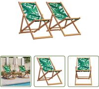 The Living Store Chaises de plage 2 pcs. Pliable Motif Feuille Tissu et bois massif