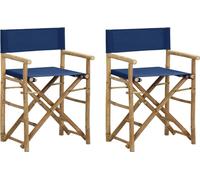 The Living Store Chaises de régie pliantes 2 pcs. Bleu Bambou et tissu