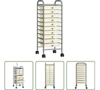 The Living Store Chariot à tiroirs avec 10 tiroirs Blanc Plastique