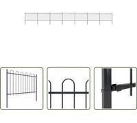 The Living Store Clôture de jardin avec design d'arceau Acier 11,9 x 1,2 m Noir
