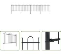 The Living Store Clôture de jardin avec design d'arceau Acier 6,8 x 1,2 m Noir