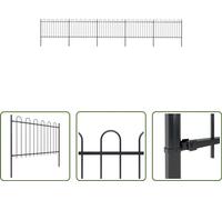 The Living Store Clôture de jardin avec design d'arceau Acier 8,5 x 1,2 m Noir
