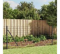 The Living Store Clôture grillagée avec douilles de sol Anthracite 1x25 m