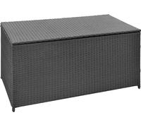 The Living Store Coffre à coussins de jardin Noir 120x50x60 cm Poly rotin
