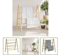 The Living Store Double échelle porte-serviettes avec 4 barreaux 90x50x100 cm bambou