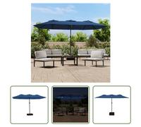 The Living Store double parasol avec LEDs bleu azur 449x245 cm