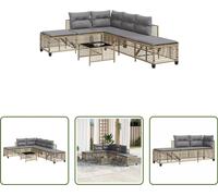 The Living Store Ensemble de 3 canapés d'angle de jardin avec coussins Beige Poly Rattan