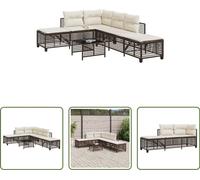 The Living Store Ensemble de 3 canapés d'angle de jardin avec coussins Marron Poly Rattan