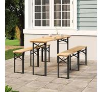The Living Store Ensemble de 3 tables de bière pliantes en bois massif de sapin