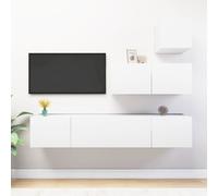 The Living Store Ensemble de 4 meubles TV blanc en bois composite