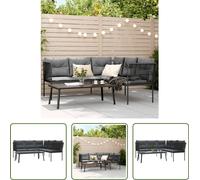 The Living Store Ensemble de canapés de jardin avec coussins Noir Acier et Textilène