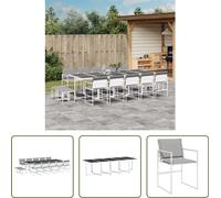 The Living Store Ensemble de jardin 15 pièces avec coussins Blanc Textilène