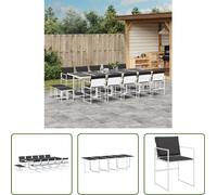 The Living Store Ensemble de jardin 15 pièces avec coussins Blanc Textilène