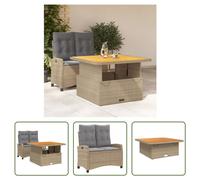 The Living Store Ensemble de jardin 2 pièces avec coussins Beige Poly Rattan