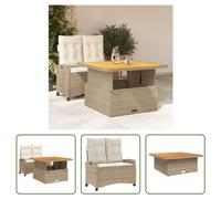 The Living Store Ensemble de jardin 2 pièces avec coussins Beige Poly Rattan