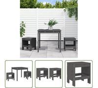 The Living Store Ensemble de jardin bistrot 3 pièces Gris Pin massif
