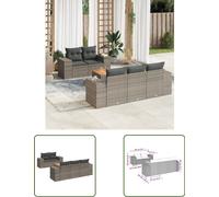 The Living Store Ensemble de jardin canapé 6 pièces avec coussins Gris Poly Rattan