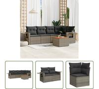 The Living Store Ensemble de jardin canapé 6 pièces avec coussins Gris Poly Rattan