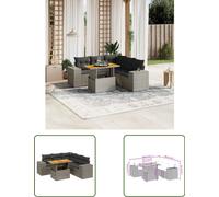 The Living Store Ensemble de jardin canapé 6 pièces avec coussins Gris Poly Rattan