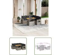 The Living Store Ensemble de jardin canapé 6 pièces avec coussins Gris Poly Rattan