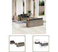 The Living Store Ensemble de jardin canapé 6 pièces avec coussins Gris Poly Rattan