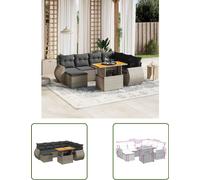 The Living Store Ensemble de jardin canapé 8 pièces avec coussins Gris Poly Rattan