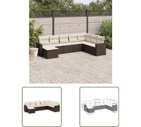 The Living Store Ensemble de jardin canapé 8 pièces avec coussins Marron Poly Rattan