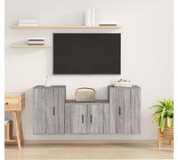The Living Store Ensemble de meubles TV 3 pièces Gris Sonoma Bois composite
