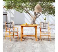 The Living Store Ensemble de salle à manger 3-pc. Ensemble de salle à manger de jardin bois massif acacia