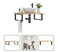 The Living Store Étagère de lavabo murale en acier et acacia