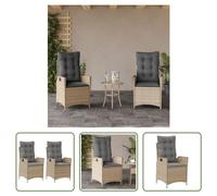 The Living Store Fauteuil de jardin Coussin 2pcs Réglable Mélange beige Poly rotin