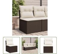 The Living Store Fauteuil de jardin sans accoudoirs avec coussin Marron Poly Rattan