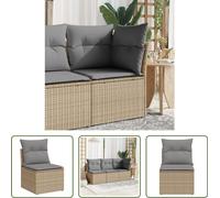 The Living Store Fauteuil de jardin sans accoudoirs avec coussins Beige Poly Rattan