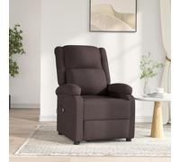 The Living Store Fauteuil Relax Electrique Tissu Marron Foncé