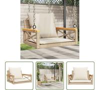 The Living Store Fauteuil suspendu avec coussin Beige 63x62x40 cm Poly rotin