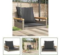 The Living Store Fauteuil suspendu avec coussin Gris 63x62x40 cm Poly rotin