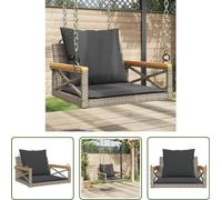 The Living Store Fauteuil suspendu avec coussin Gris 63x62x40 cm Poly rotin