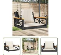 The Living Store Fauteuil suspendu avec coussin Noir 63x62x40 cm Poly rotin