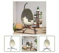 The Living Store Fauteuil suspendu design oeuf avec support Beige Tissu et acier