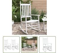 The Living Store Fauteuils à bascule avec assise incurvée 2 pcs Blanc Sapin massif