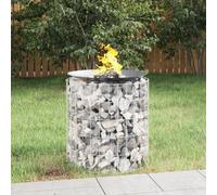 The Living Store Foyer en gabion Ø 50 cm Fer galvanisé