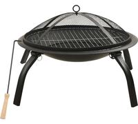 The Living Store Foyer et barbecue 2 en 1 avec tisonnier 56x56x49 cm Acier