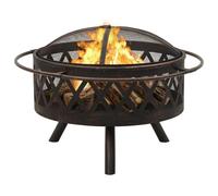 The Living Store : foyer rustique avec tisonnier, 76 cm, XXL, en acier