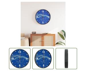 The Living Store Horloge murale avec échelle lumineuse et aiguilles Bleu Ø30 cm