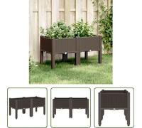 The Living Store Jardinière avec pieds Marron 80x40x42 cm PP