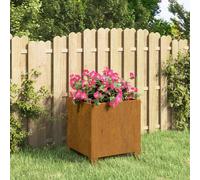The Living Store Jardinière avec pieds Rouille 32x30x33 cm Acier Corten